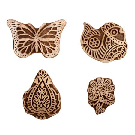 Set of 4 Piece New Mix Wooden Printing Block